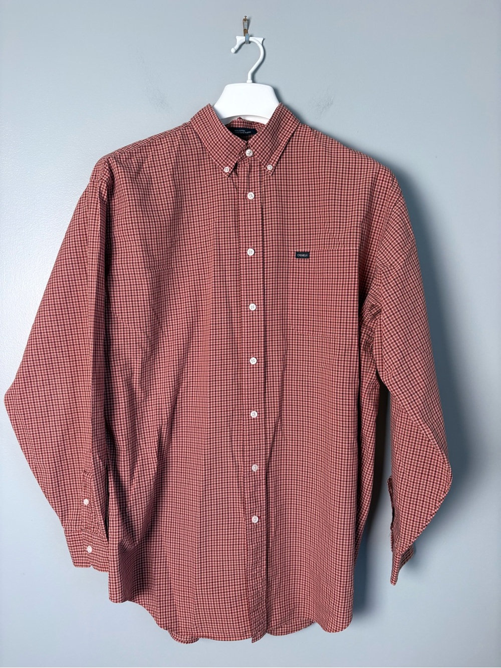 Daniel Cremieux Collection Mens Large Orange Plaid Button Down Shirt
